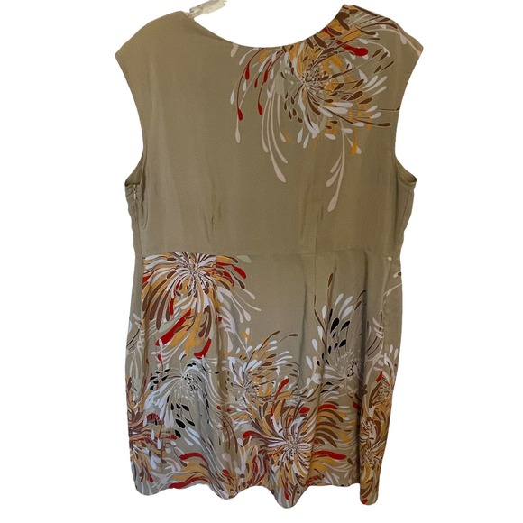 Lane Bryant Women's Size 18 Tan Floral Dress ~ Short Cap Sleeve Pleated A-Line - Picture 4 of 9